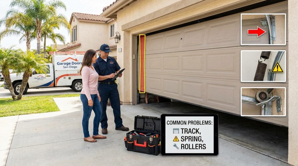 Garage door problems San Diego? Troubleshooting tips for common issues. Local installer.