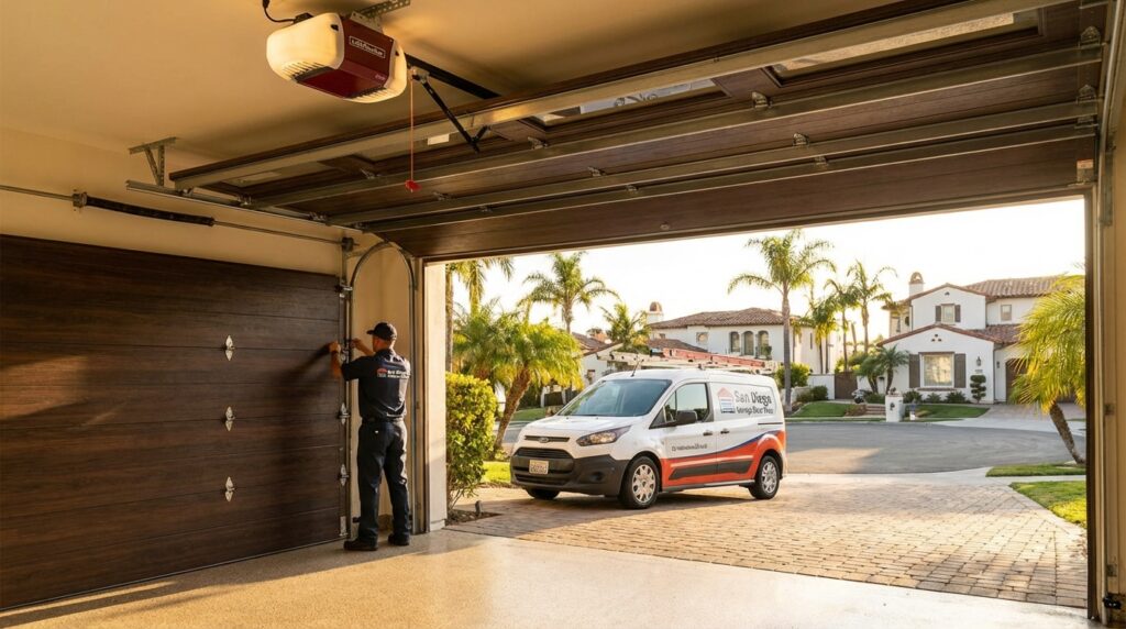 San Diego garage door install & repair. LiftMaster technician, CA.